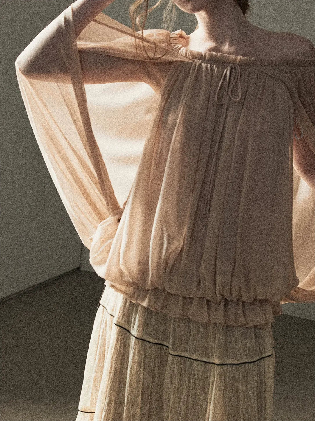 Crinkled Off-Shoulder Top