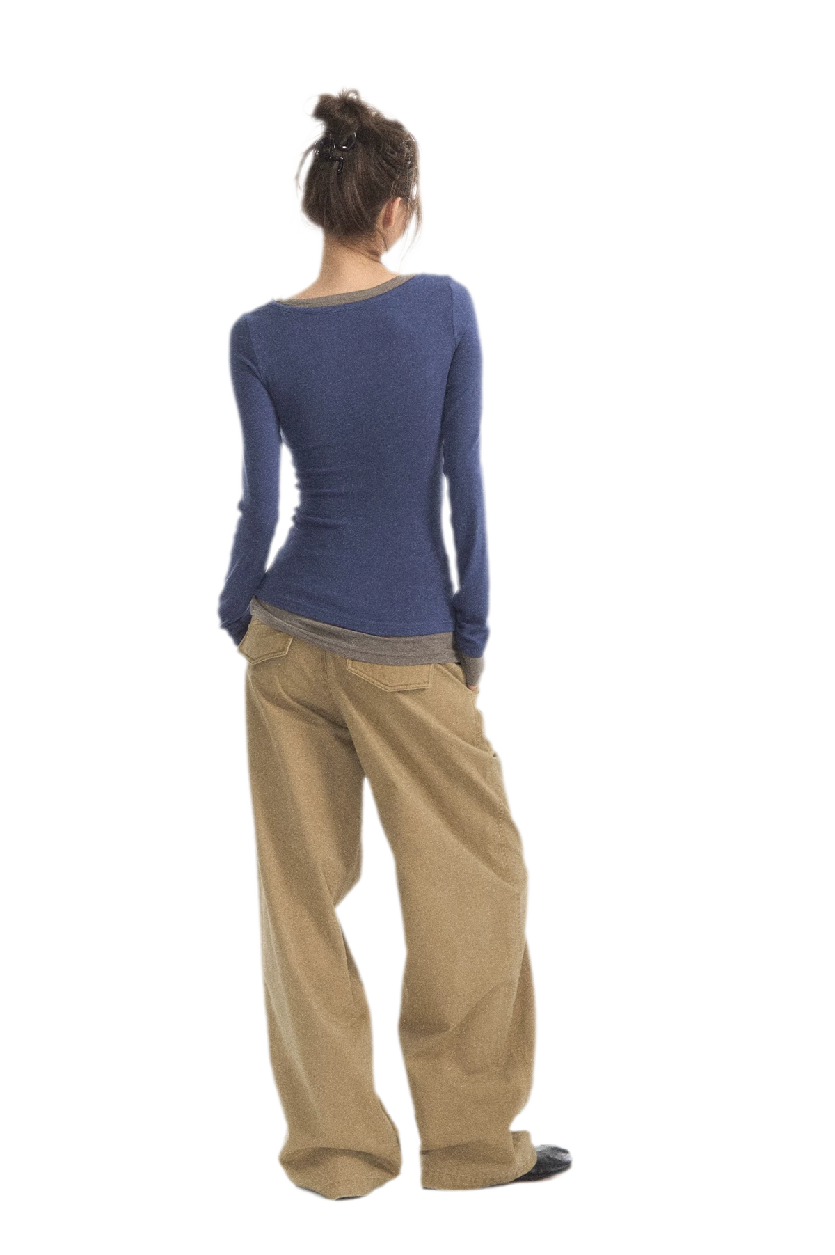Mehrlagiges Stricktop mit Spitzenbesatz