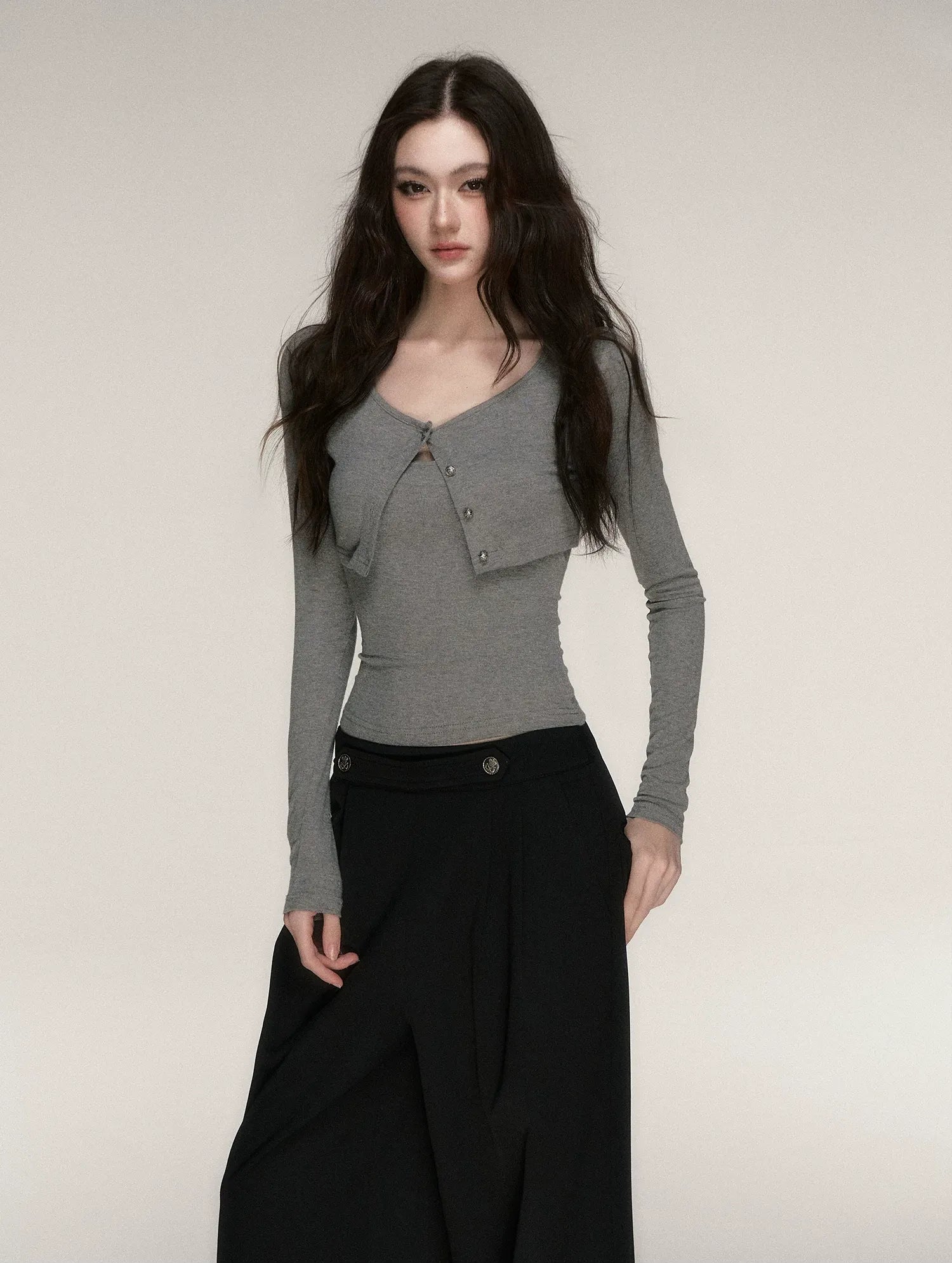 Soft Fitted Layered Top Set