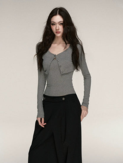 Soft Fitted Layered Top Set