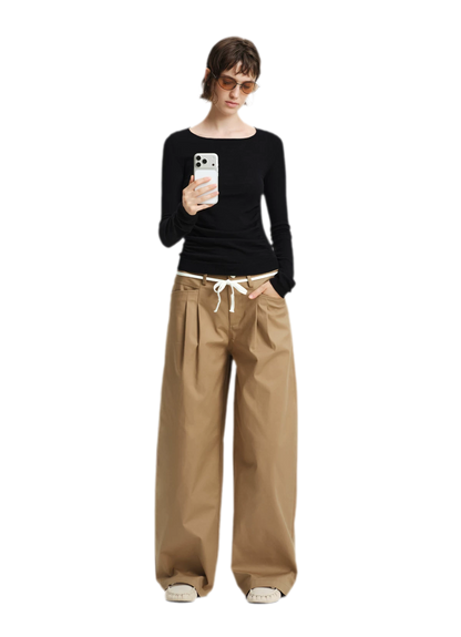 Top in maglia slim arricciato in lana