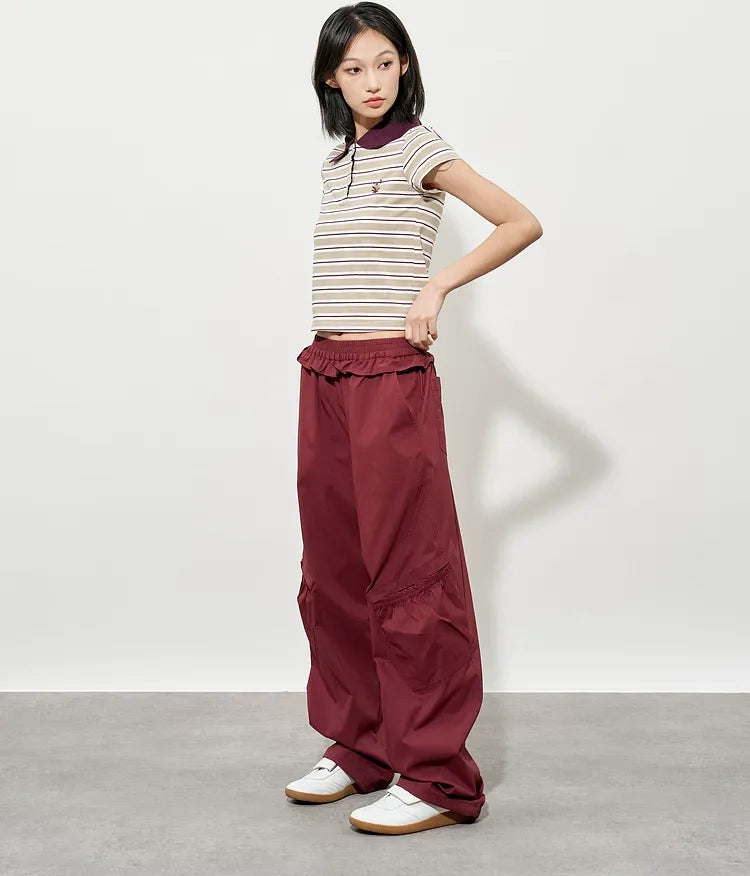 Quick-Dry Ruffle Wide-Leg Pants