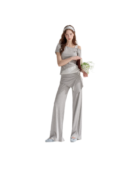 Lyocell Polka Faux Two-Piece Set
