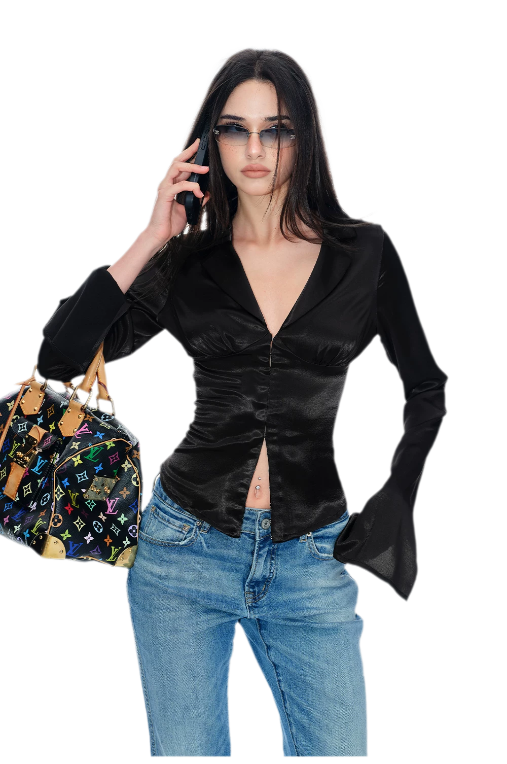 Satin Ruched Waist Blouse