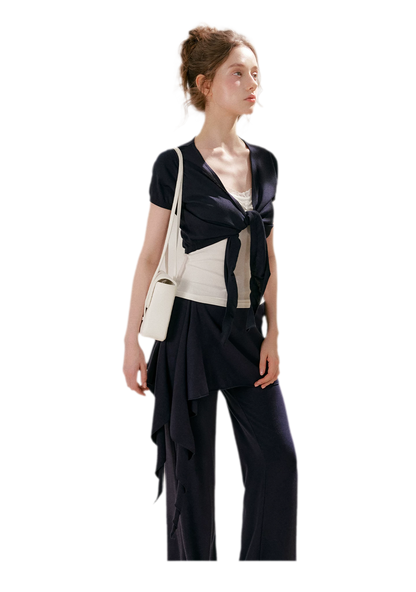 Wrap Tie Flared Pants