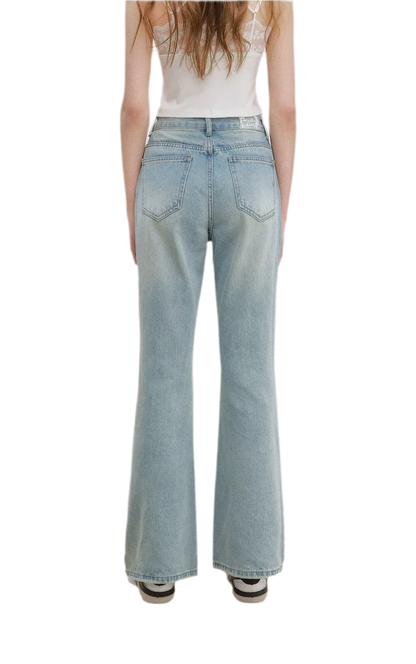 Lace Trim Flare Jeans