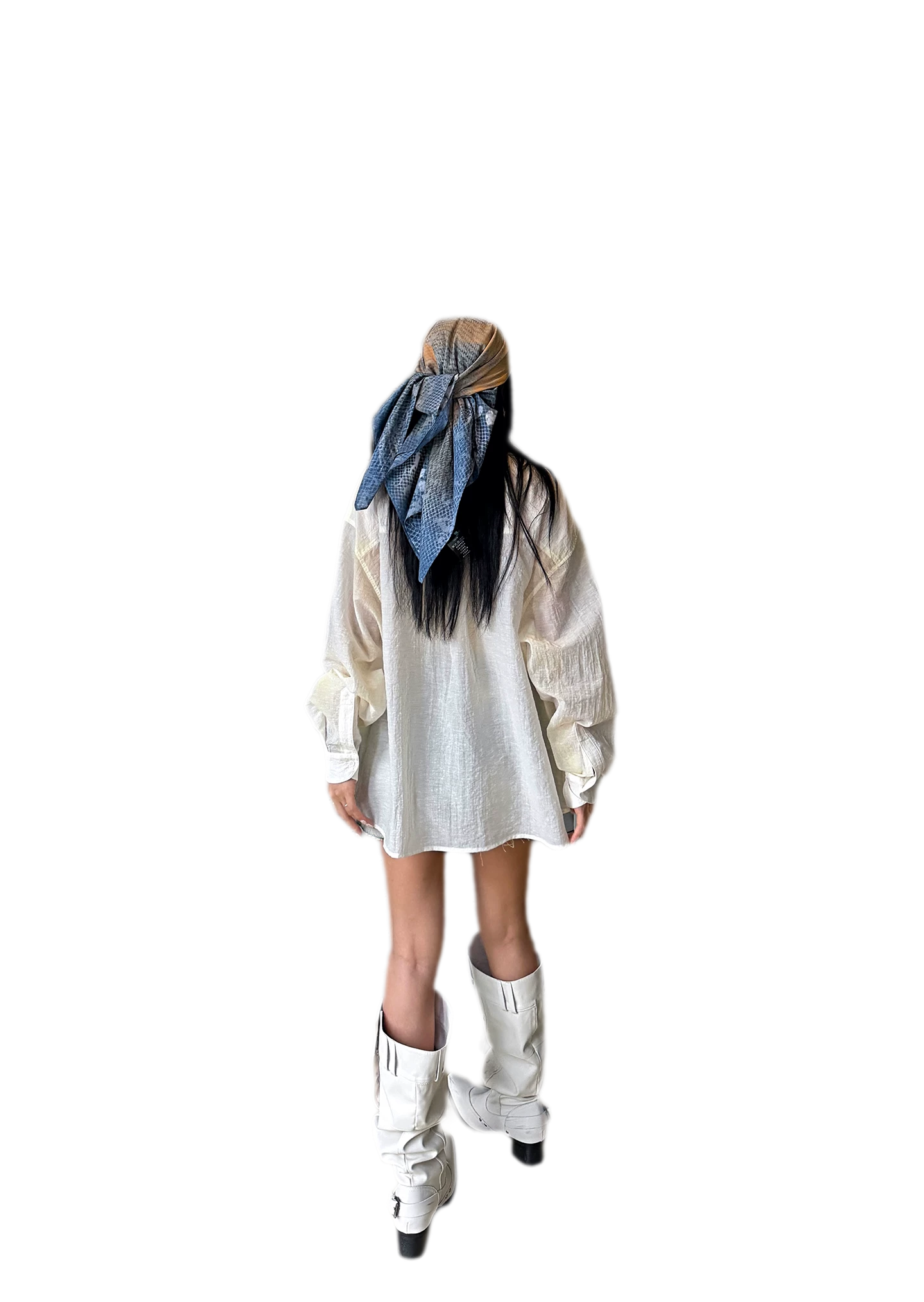 Denim Print Silk Scarf