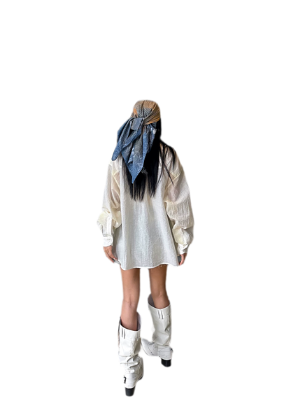 Denim Print Silk Scarf