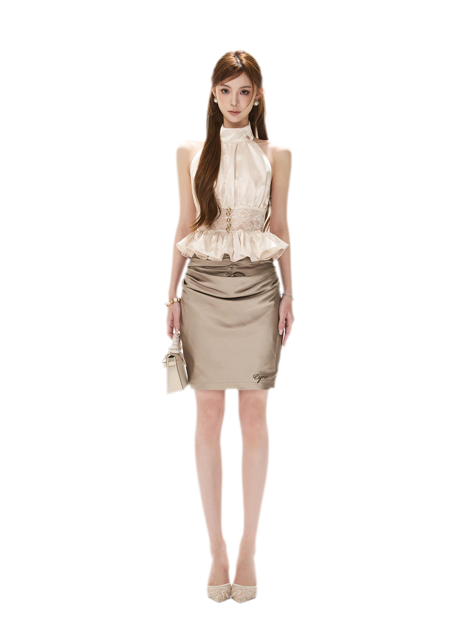 Draped Button Mini Skirt