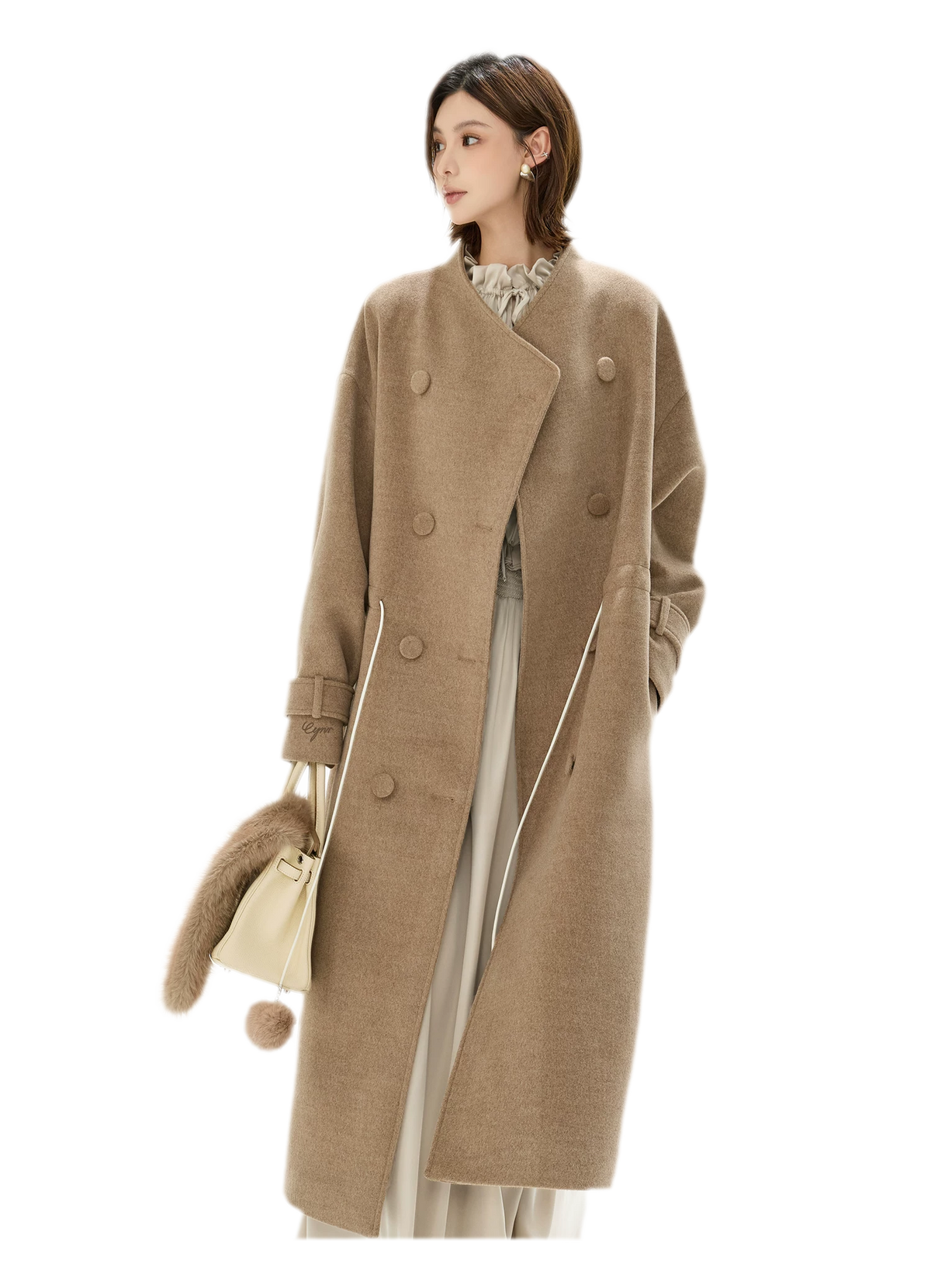 Detachable Fur Collar A-Line Coat