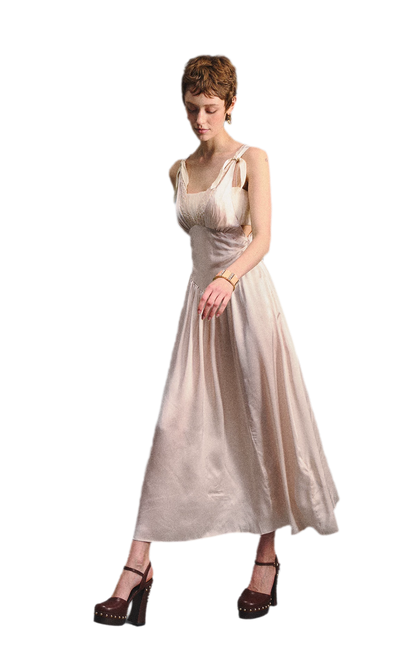 Lace Tie Satin Dress