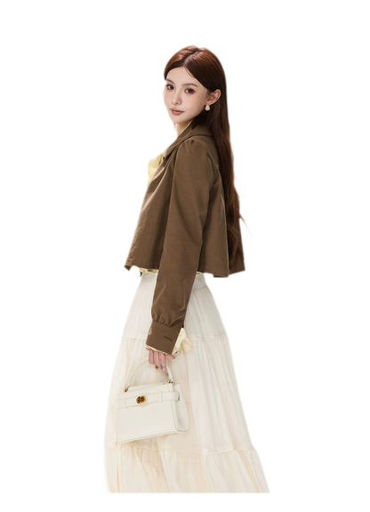 Vintage Puff Sleeve Cropped Jacket