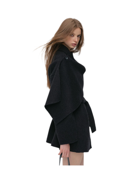 Double-Faced Wool Cape Coat