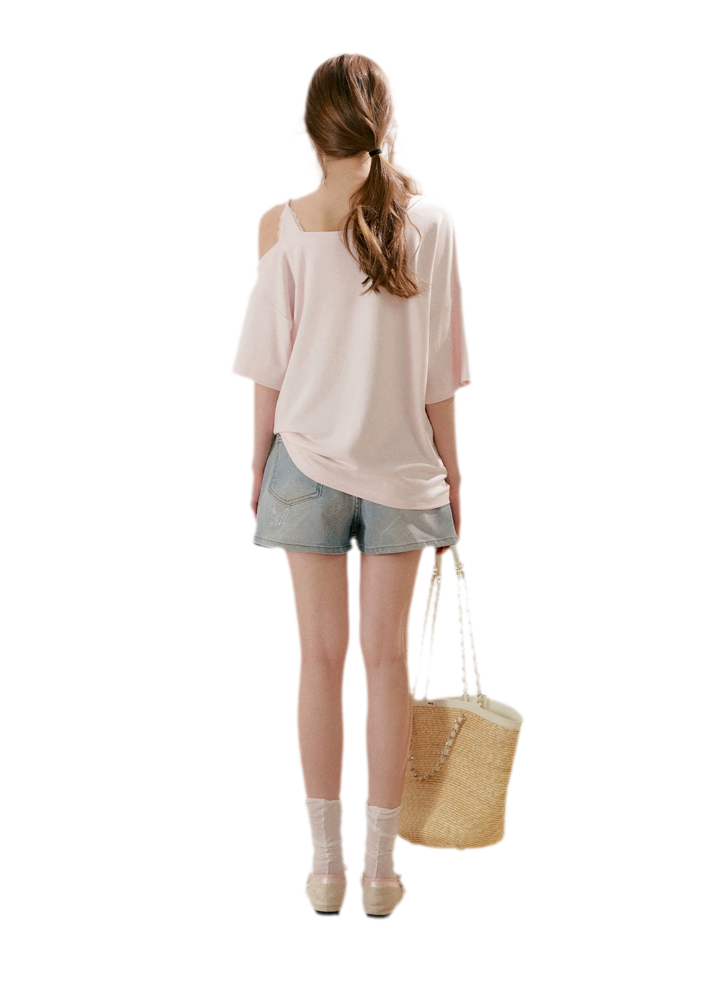 Shiny Denim A-line Skirt