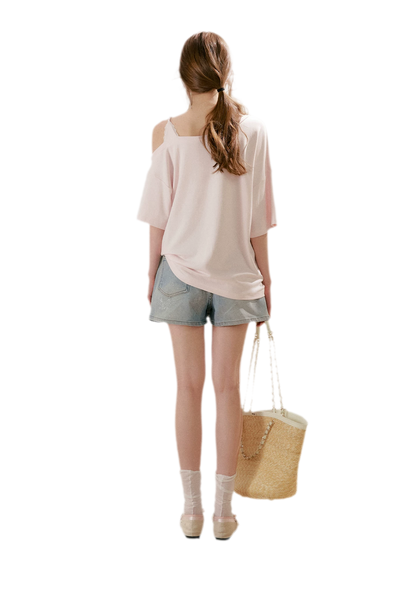 Shiny Denim A-line Skirt
