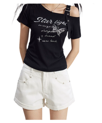 One-Shoulder Butterfly Tee