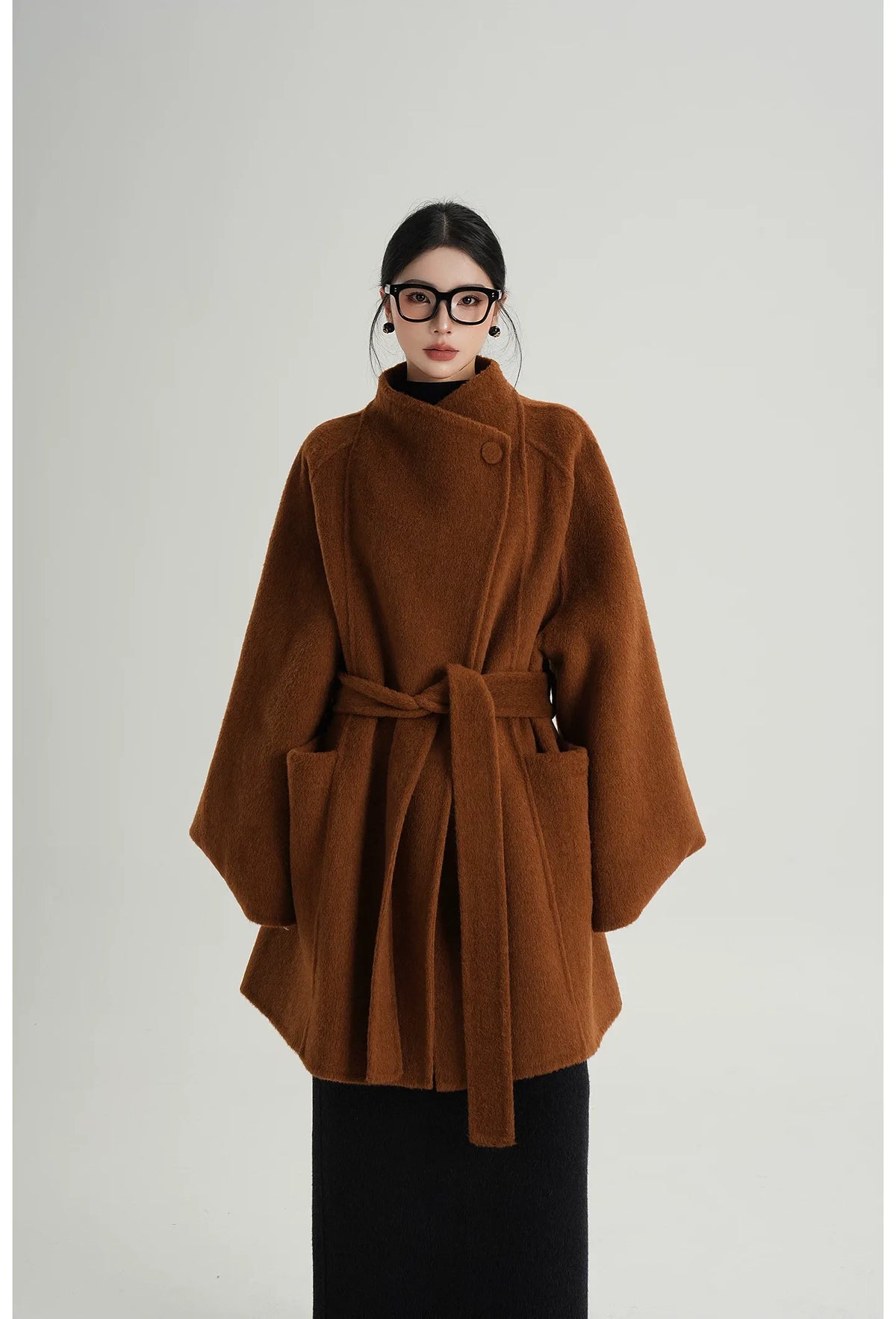 Manteau oversize en laine brossée