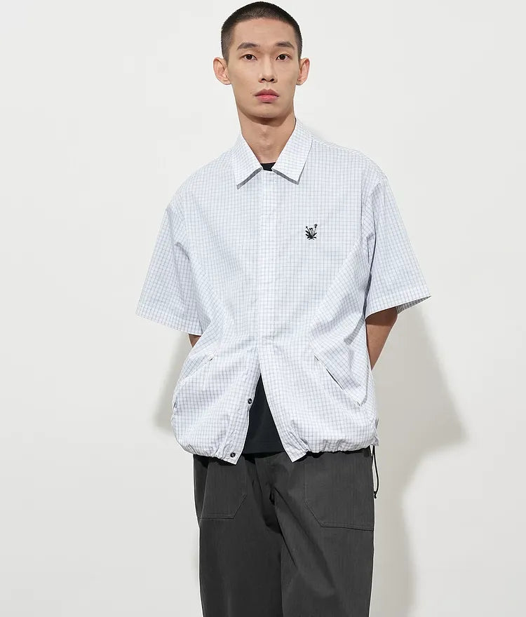 Structured Plaid Short-Sleeve Shirt