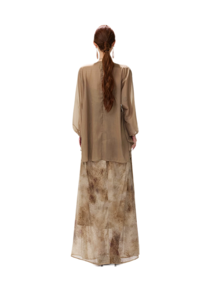 Sheer Wrap Asymmetric Blouse
