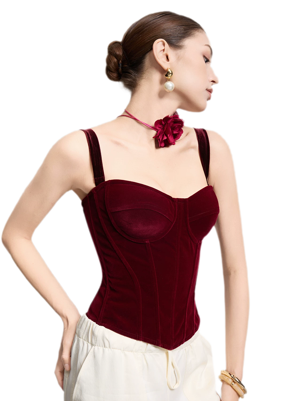 Velvet Boned Corset Top