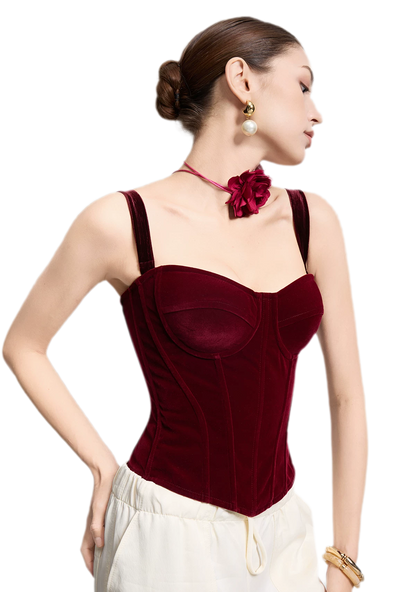 Velvet Boned Corset Top