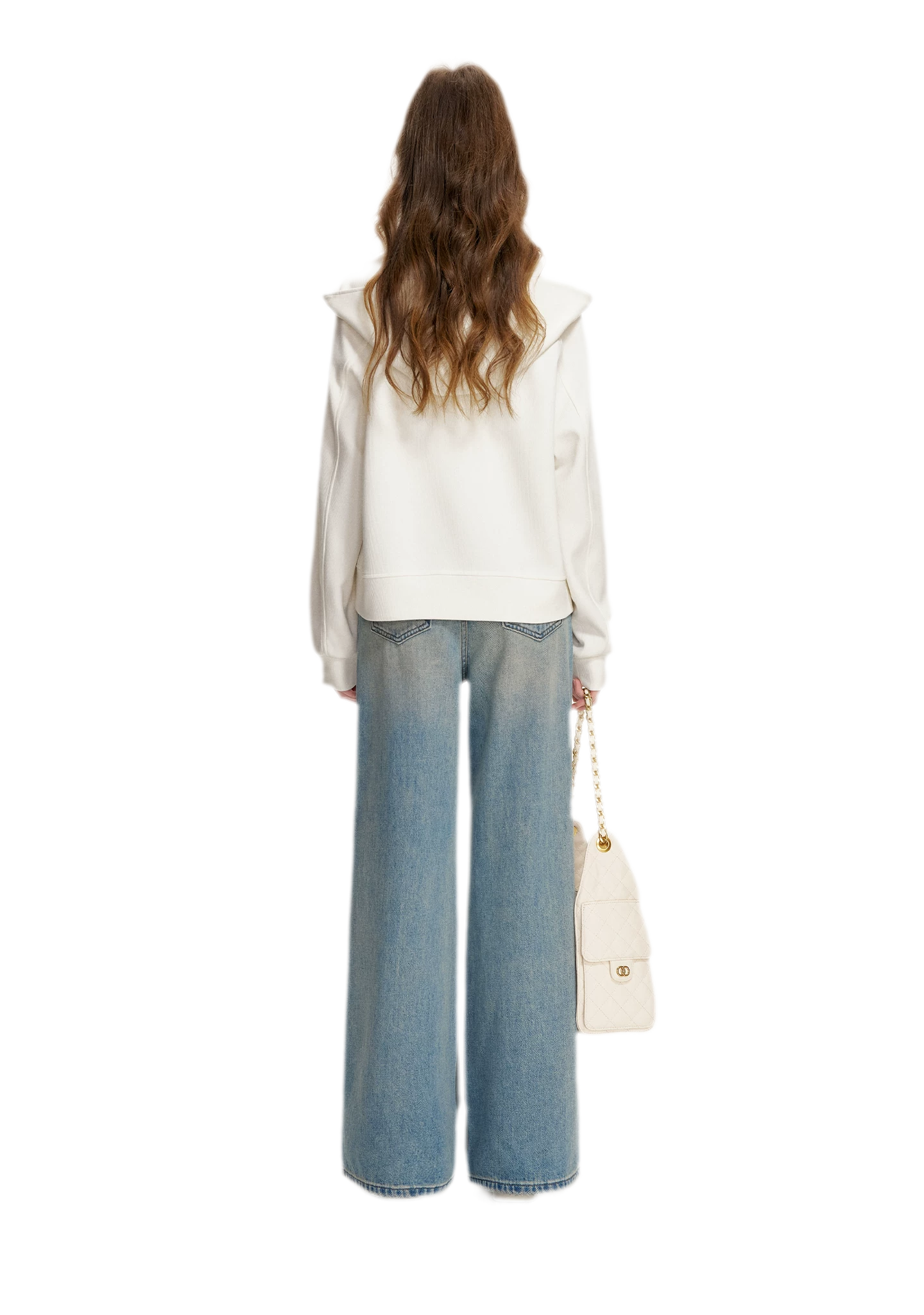 Lace-Trimmed Wide-Leg Denim Pants