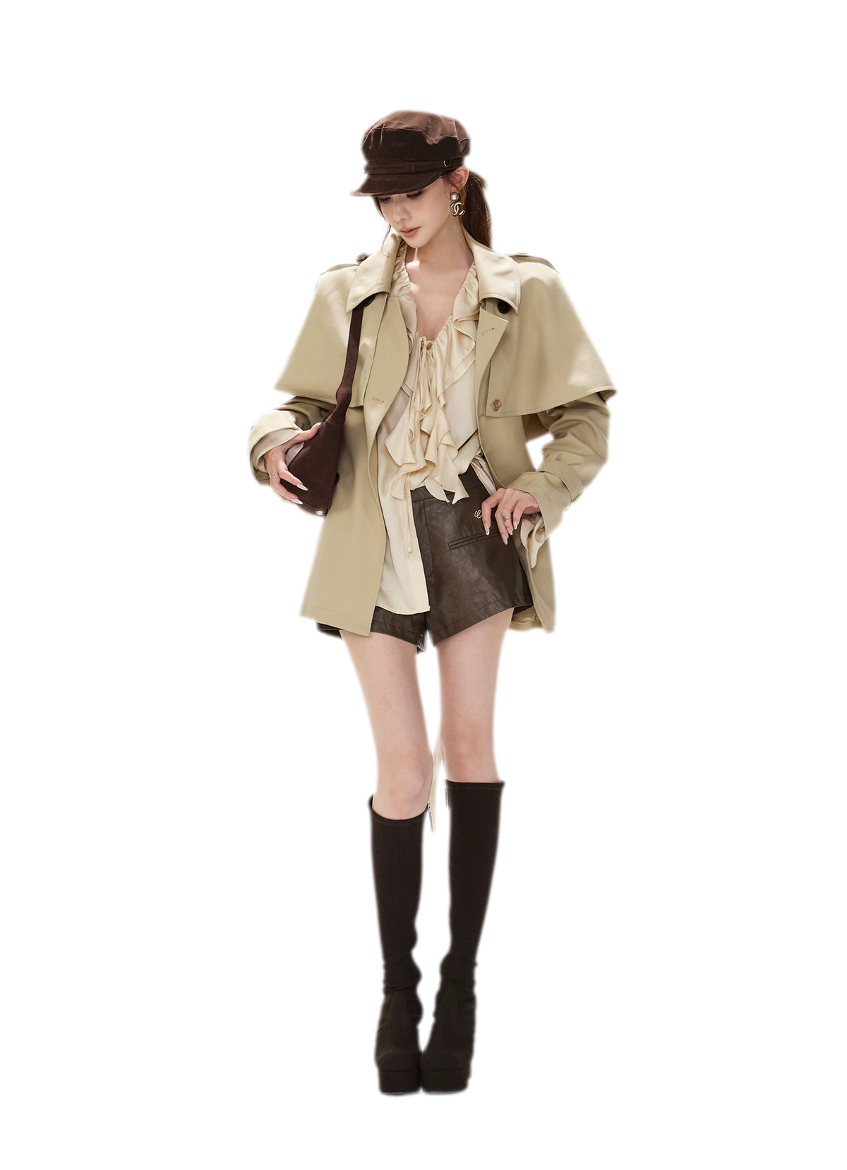 Áo khoác trench cape vải twill