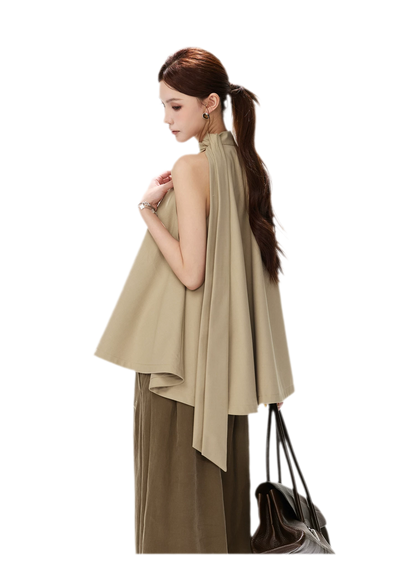 Twill Asymmetric Halter Top