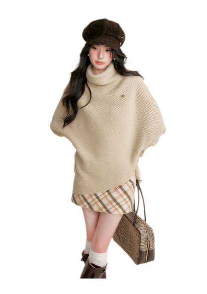 High Neck Poncho Sweater