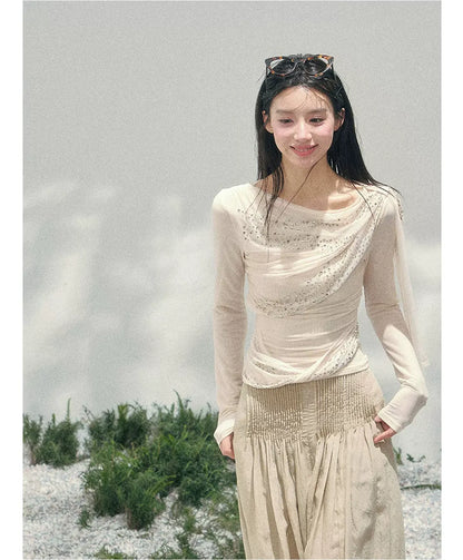 Mesh Drape Rhinestone Top | Final Sale