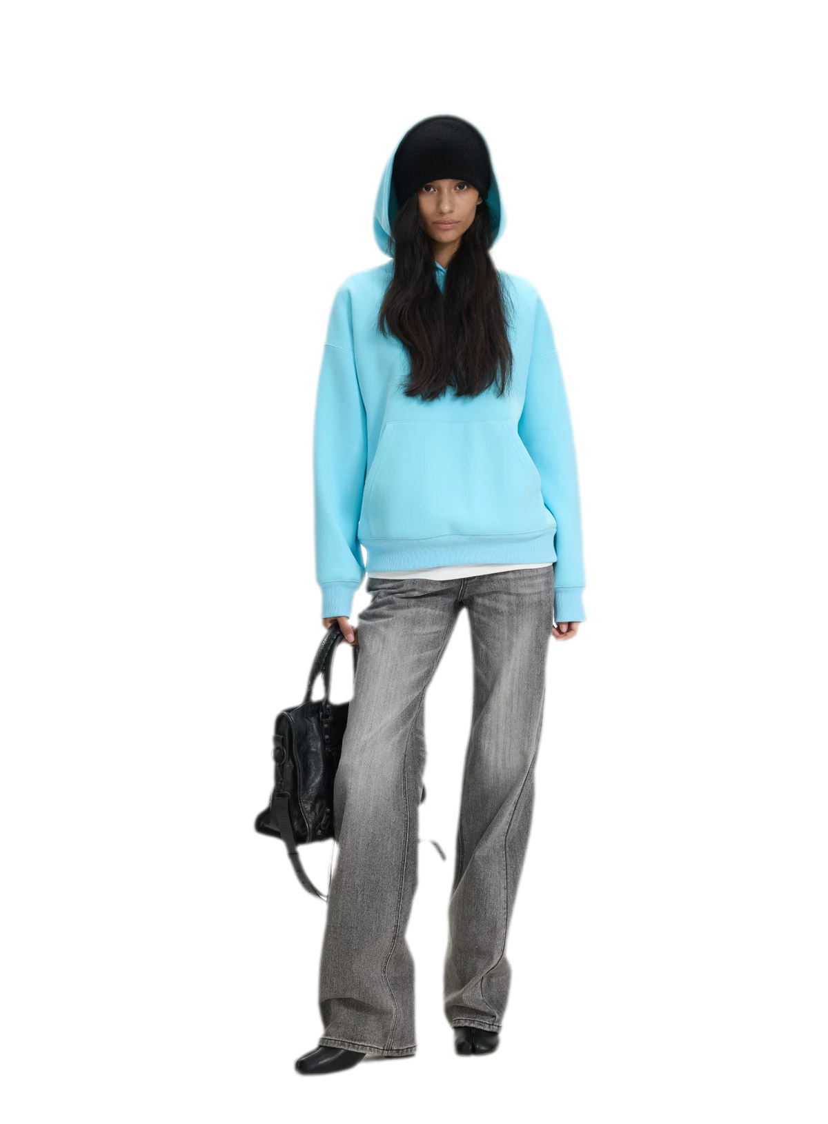 Brushed Hooded Cropped Sweatshirt