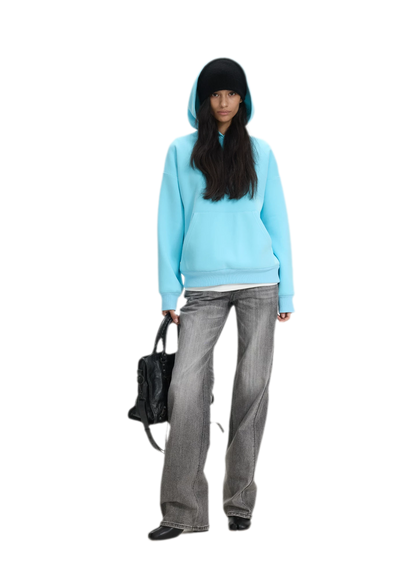 Brushed Hooded Cropped Sweatshirt