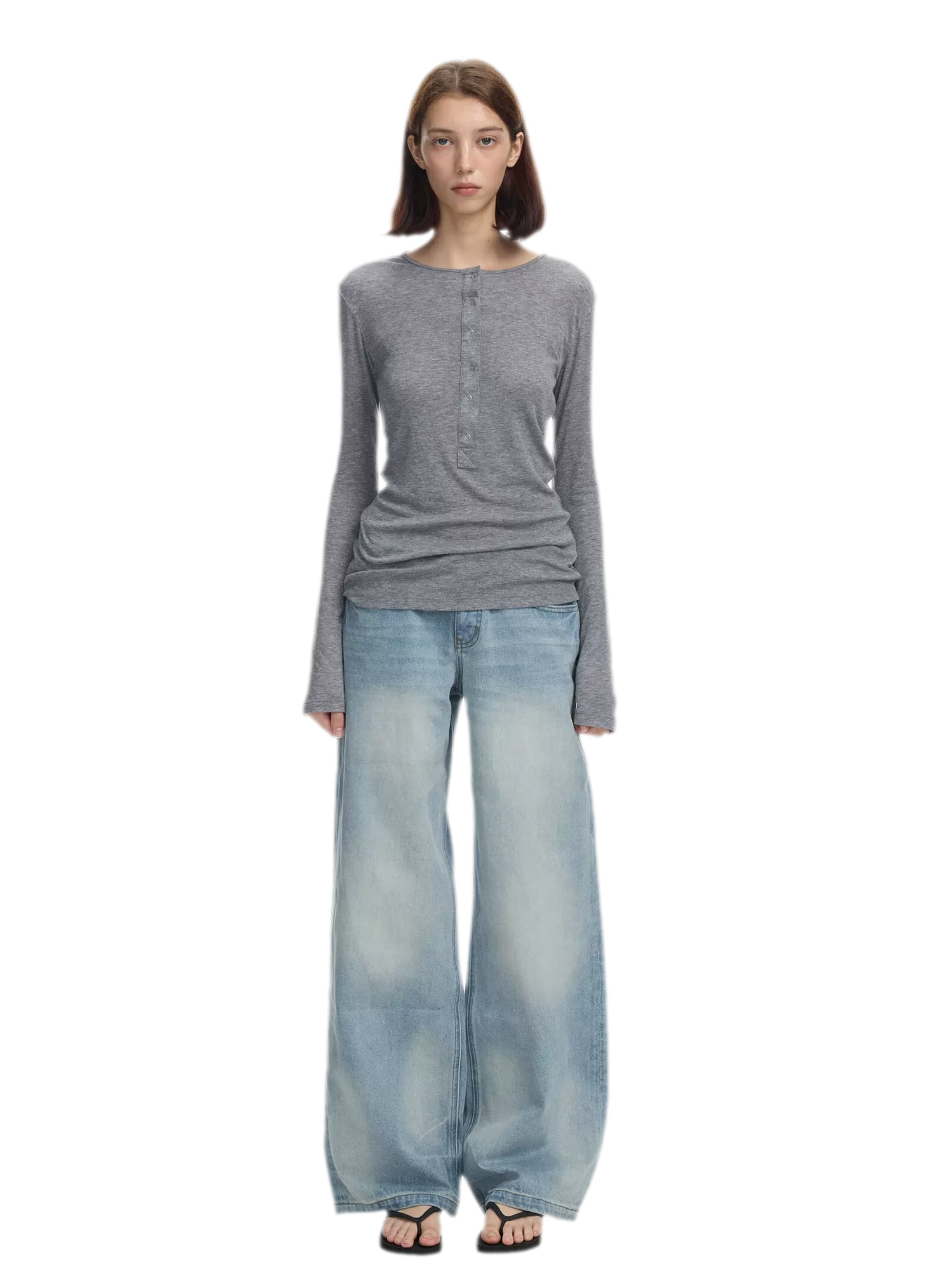 Lyocell Wool Six-Button Henley