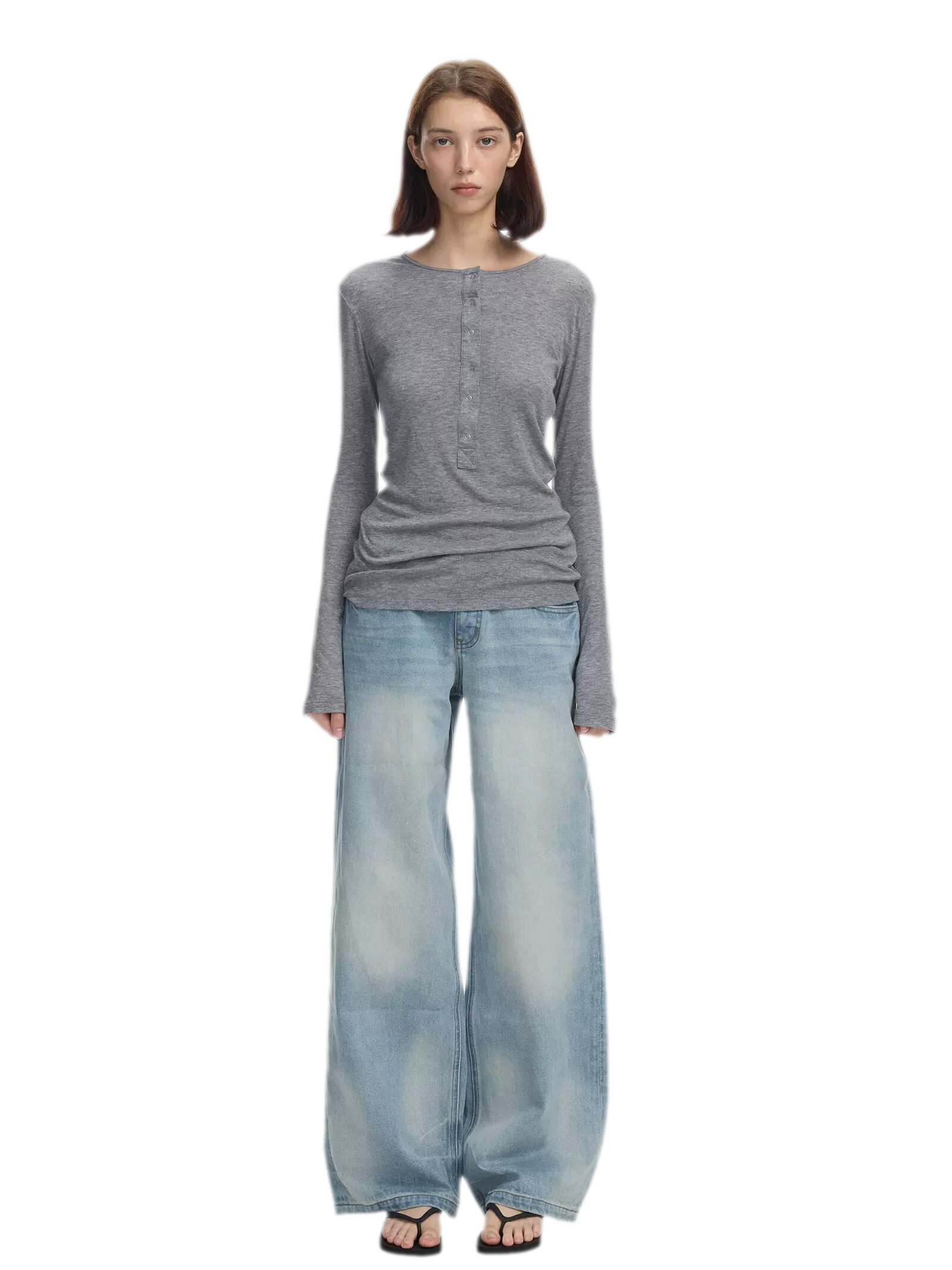 Lyocell Wool Six-Button Henley