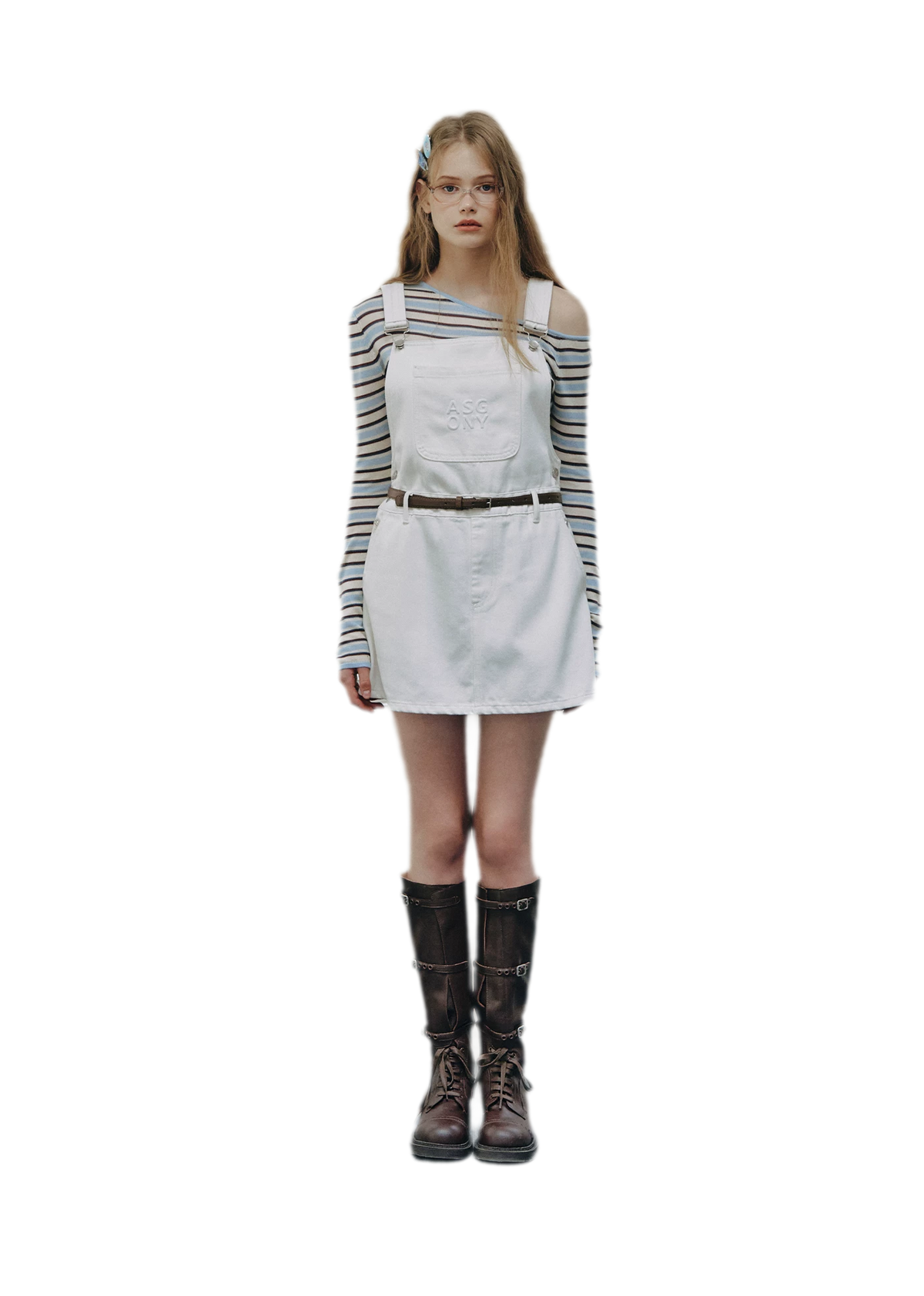 Cotton Denim Pinafore Mini Dress