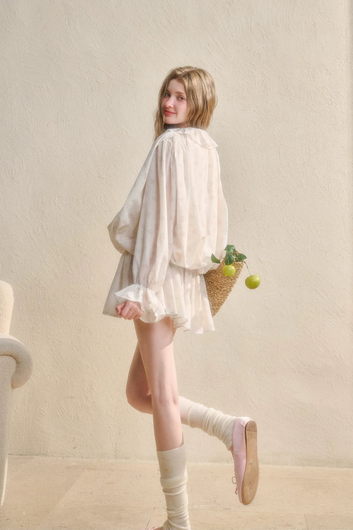 Floral Ruffle Shirt Dress