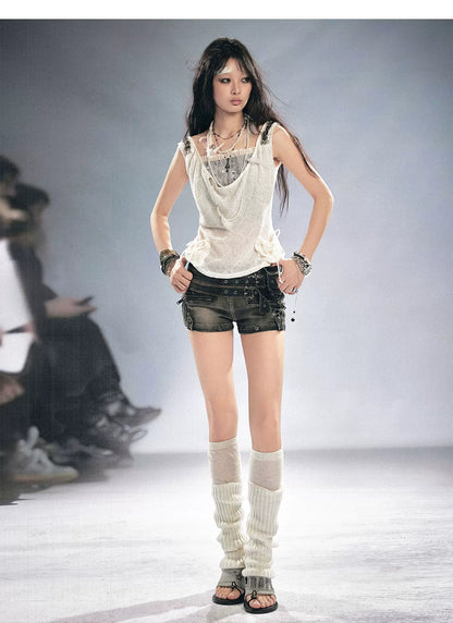 Sequin Lattice Pocket Cami