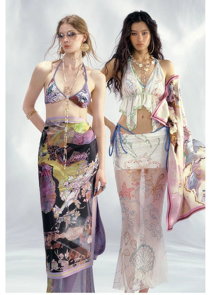Island Climate Printed Mesh Camisole &amp; Skirt Set