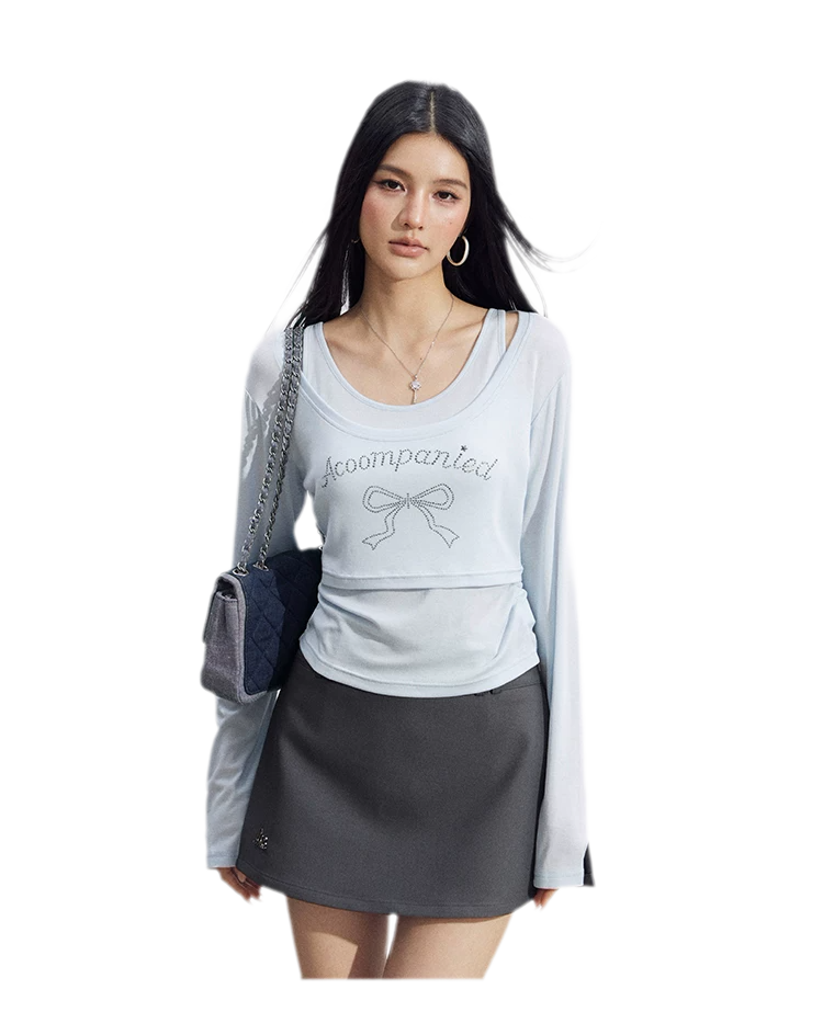 Bow Rhinestone T-Shirt Set