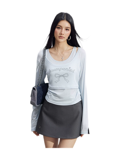 Bow Rhinestone T-Shirt Set