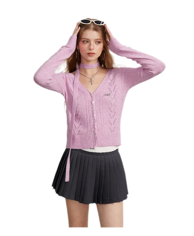 Openwork Reversible Knit Top