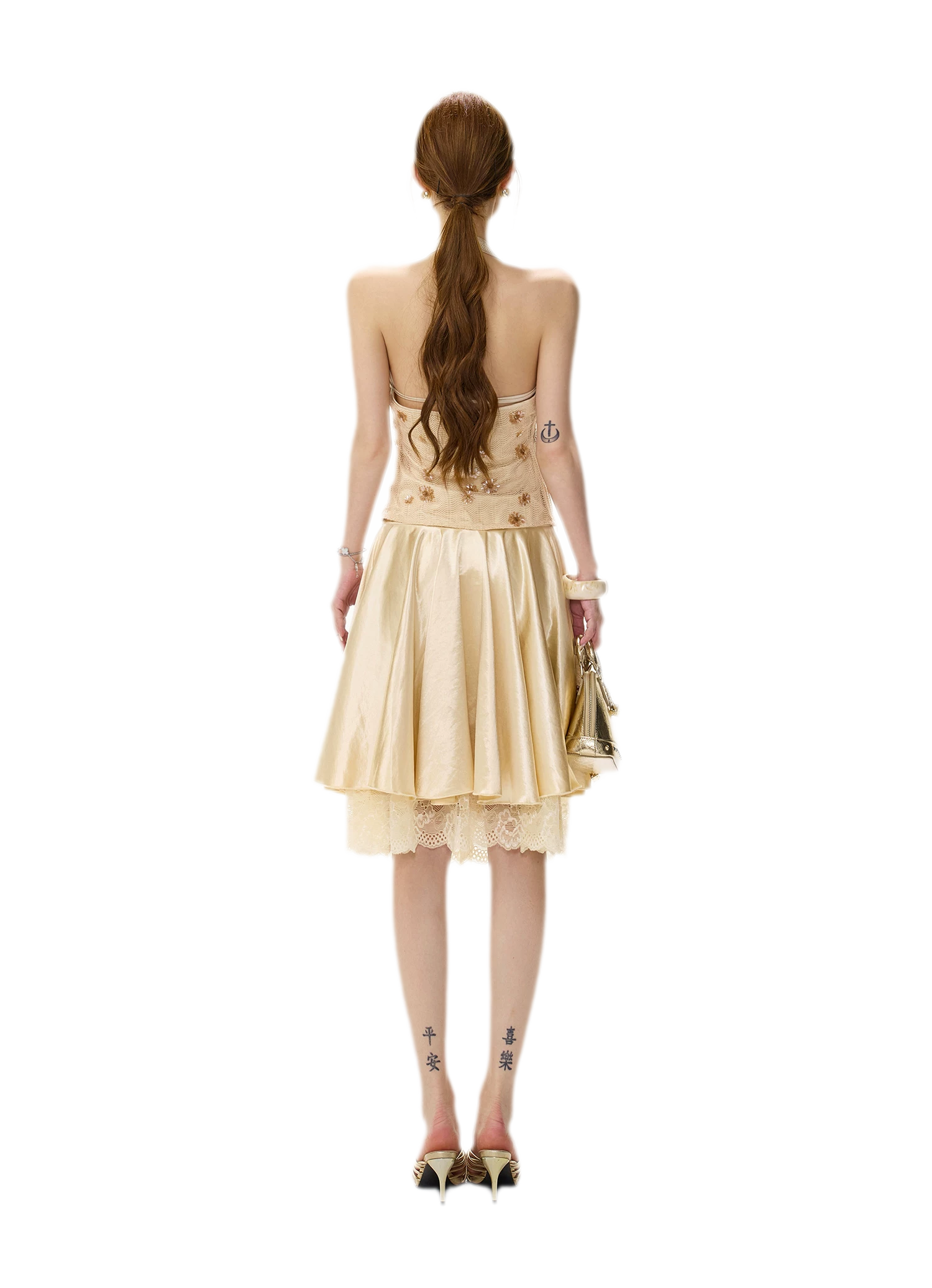 Lace Splice A-Line Skirt