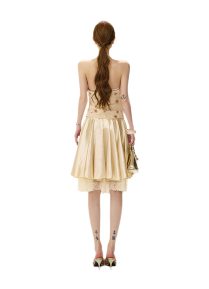 Lace Splice A-Line Skirt
