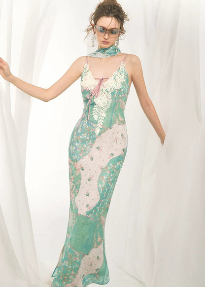 Iris Floral Lace Trim Vintage Dress