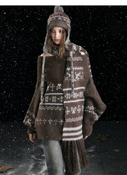 Fair Isle Ear-Flap Knit Hat