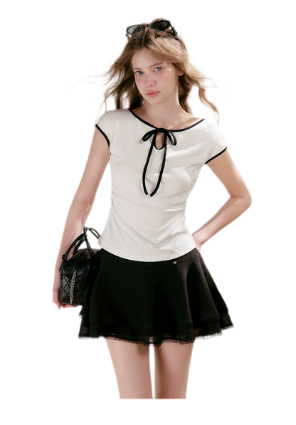 Lace Trim A-Line Skirt