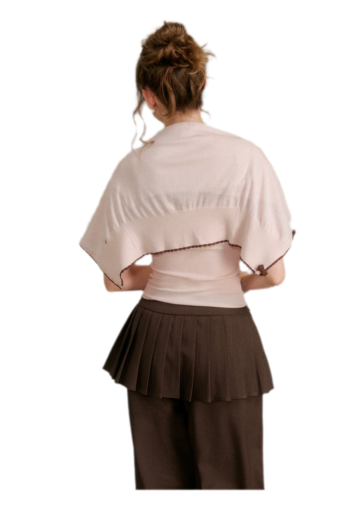 Wool Bow Trim Knit Set