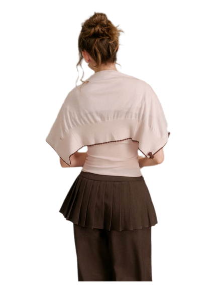 Wool Bow Trim Knit Set