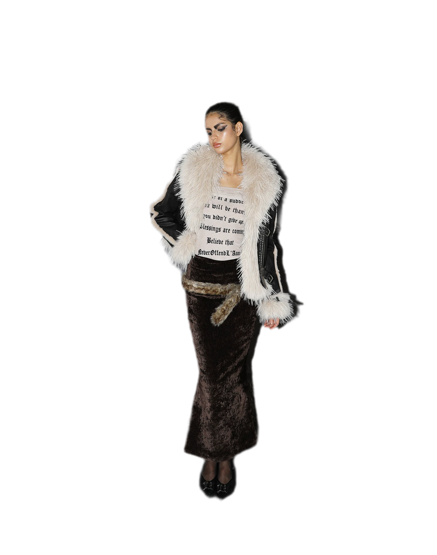 Gradient Faux-Fur Belt