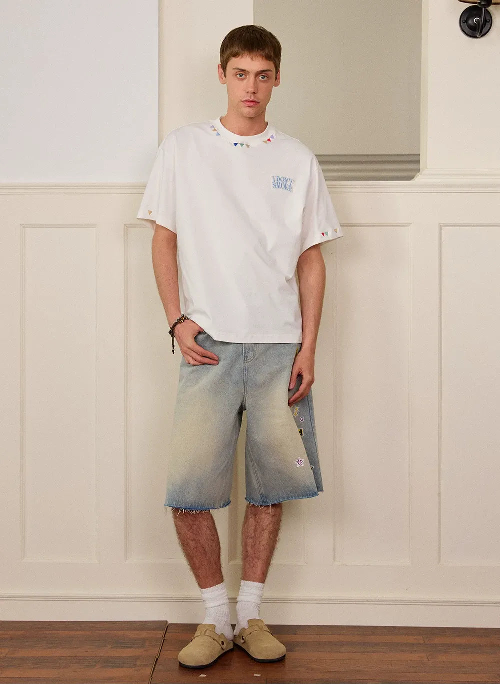Sticker Design Denim Pants